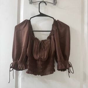 Abercrombie & Fitch Brown Ruched Blouse